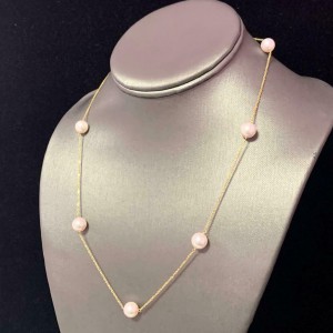 Akoya Pearl Tincup Necklace 14k Gold 8.4 mm 19.5" Certified $1,850 721782