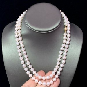 Akoya Pearl Necklace 14k Yellow Gold 8 mm 36" Certified $5,950 111846
