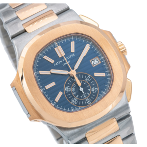 PATEK PHILIPPE NAUTILUS WATCH 5980/1AR BLUE DIAL STEEL AND ROSE GOLD 