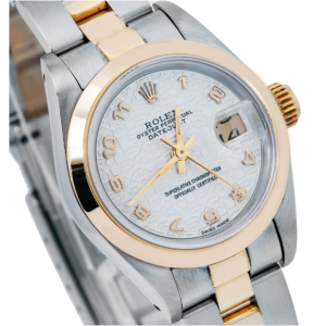 ROLEX OYSTER PERPETUAL DATE 69163 26MM WHITE DIAL WITH TWO TONE OYSTER BRACELET