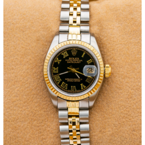 ROLEX LADY-DATEJUST 6917 26MM BLACK DIAL WITH TWO TONE JUBILEE BRACELET