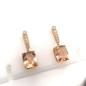 Natural Morganite Diamond Earrings 14k Gold 9.93 TCW Certified $5,950 018685