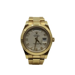 Men's Rolex Day-Date II 41, 18K Yellow Gold, Silver Arabic Numerals dial, 218238