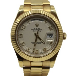 Men's Rolex Day-Date II 41, 18K Yellow Gold, Silver Arabic Numerals dial, 218238