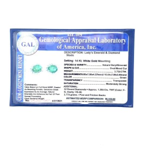 Natural Emerald Diamond Earrings 14k Gold 5.03 TCW Certified $6,550 113437