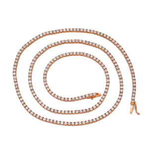 UNISEX 14K ROSE GOLD DIAMOND TENNIS CHAIN WITH 11CT DIAMONDS 22 INCHES LONG 