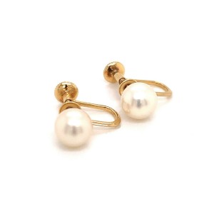 Mikimoto Estate Akoya Pearl Clip On Earrings 14k Gold 7.43 mm M175