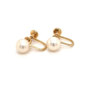 Mikimoto Estate Akoya Pearl Clip On Earrings 14k Gold 7.43 mm M175