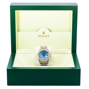 Rolex Datejust 16013 36MM Blue Diamond Dial With 8.25 CT Diamonds