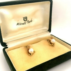 Mikimoto Estate Akoya Pearl Earrings 14k Gold 6.5 mm 2.9 Grams M203