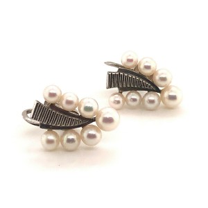 Mikimoto Estate Akoya Pearl Earrings Sterling Silver 5.73 mm 5.72 Grams M204