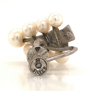 Mikimoto Estate Akoya Pearl Earrings Sterling Silver 5.73 mm 5.72 Grams M204