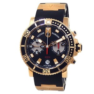 Ulysse Nardin Marine Diver 18k Rose Gold Rubber Black Men's Watch 8006-102-3A/92