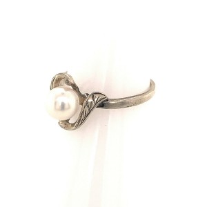 Mikimoto Estate Akoya Pearl Ring Size 6.5 Sterling Silver 