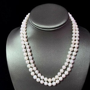 Diamond Akoya Pearl 2-Strand Necklace 