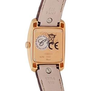 Chopard La Strada 18k Rose Gold Leather Quartz Silver Ladies Watch 