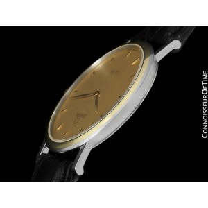 OMEGA De Ville Mens Solid 18K Gold & SS Ultra Thin Watch  