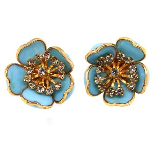 Augustine Paris Blue Enamel Flower Earrings