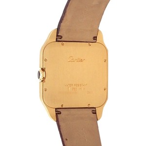 Cartier Santos Dumont 18k Rose Gold Leather Quartz Silver Ladies Watch 