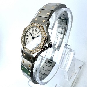 CARTIER SANTOS OCTAGON 25mm Quartz  Diamond Watch  NEW Model