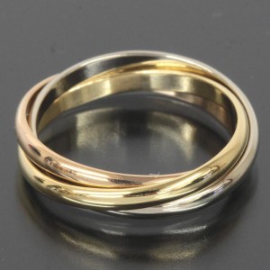 Cartier 18K Yellow White And Pink Gold Trinity Ring Size 5.25