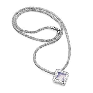 David Yurman 18K White Gold Chalcedony Diamond Necklace