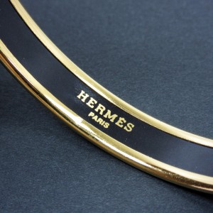 Hermes Gold Tone Metal Blue Cloisonne Bangle