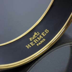 Hermes Gold Tone Metal Red Cloisonne Bangle