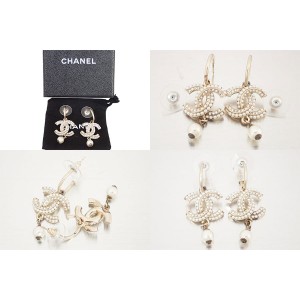 Chanel Metal And Simulated Glass Pearl Earrings