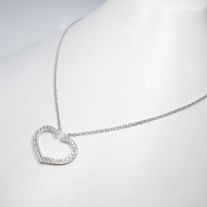 Cartier 18K White Gold C Heart Large Necklace 