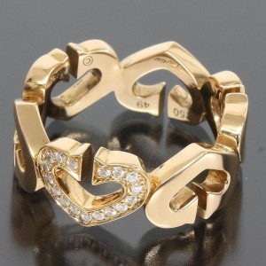 Cartier 18K Rose Gold and Diamonds C Heart Ring Size 5.25