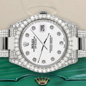 Rolex Datejust II 41mm Diamond Bezel/Lugs/Bracelet/White Jubilee Diamond Dial Steel Watch 116300