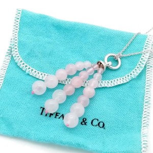 Tiffany & Co. silver pink quartz beaded fringe necklace