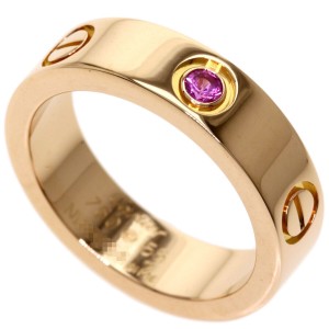 CARTIER 18K Pink Gold love 1P pink sapphire Ring US 7 QJLXG-1412