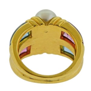 Bvlgari Bulgari Gold Pearl Topaz Tourmaline Ring