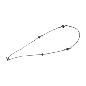 Armenta Sterling Silver 4 Oxidized Stations with Champagne Diamonds Necklace