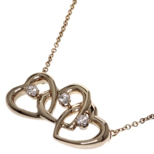Tiffany & Co. 18K Yellow Gold Triple Heart Diamond Necklace  