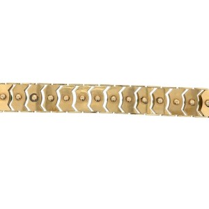 14 Karat Yellow Gold Jadeite with 1 Carat Round Brilliant Cut Diamond Bracelet
