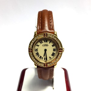Cartier Must De Cartier Gold Plated Sterling Silver & Leather 27.50mm Watch