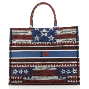 Christian Dior Book Tote American Flag Embroidered Canvas