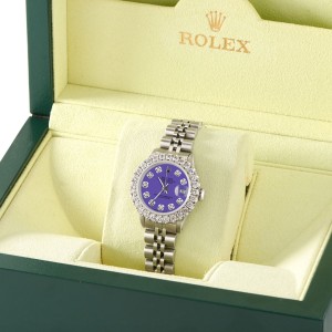 Rolex Datejust Steel 26mm Jubilee Watch 2CT Diamond Bezel / Pastel Purple Dial