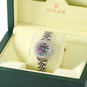 Rolex Datejust Steel 26mm Jubilee Watch 2CT Diamond Bezel/ Tahitian Diamond Dial
