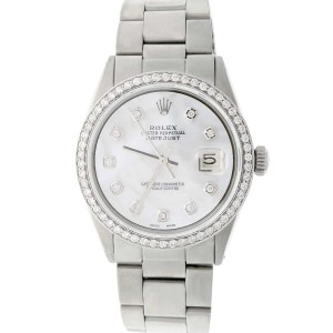 Rolex Datejust 36MM Automatic Stainless Steel Oyster Mens Watch w/MOP Diamond Dial & Bezel