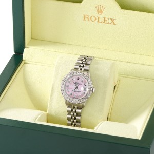 Rolex Datejust Steel 26mm Jubilee Watch 2CT Diamond Bezel/ Pink MOP Diamond Dial