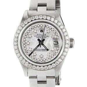 Rolex Datejust Ladies Automatic Stainless Steel 26mm Oyster Watch w/White MOP Diamond Dial & Diamond Bezel