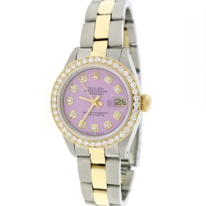 Rolex Datejust Ladies 2-Tone Gold/Steel 26MM Automatic Oyster Watch w/Lavender Diamond Dial & Bezel