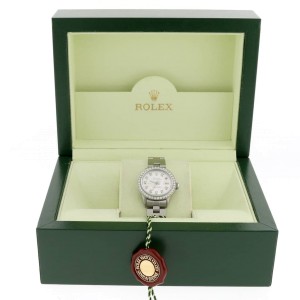 Rolex Datejust Ladies Automatic Stainless Steel 26mm Oyster Watch with Silver Diamond Dial & Bezel