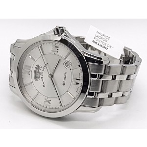 Maurice Lacroix Pontos PT 6058 Stainless Steel Silver Dial Day Date Automatic 39mm Mens Watch