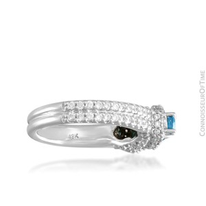 18K White Gold & Blue Diamond 3-Stone Wedding Ring, GIA $3445 - 1.82 Carats TDW
