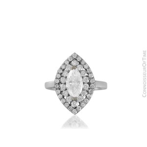 18K White Gold Halo Engagement Wedding Ring, .87 CT Marquise, 1.6 CT - $13,000  